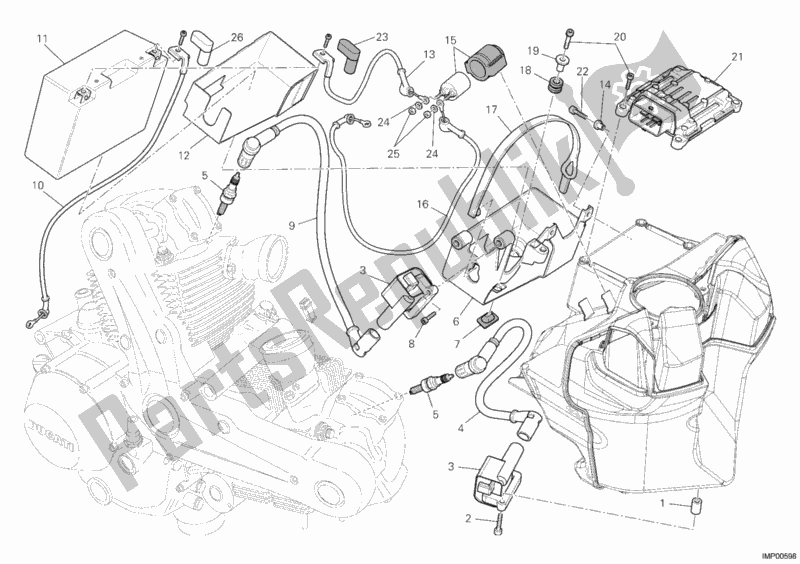 Alle onderdelen voor de Accu van de Ducati Monster 696 ABS 2011